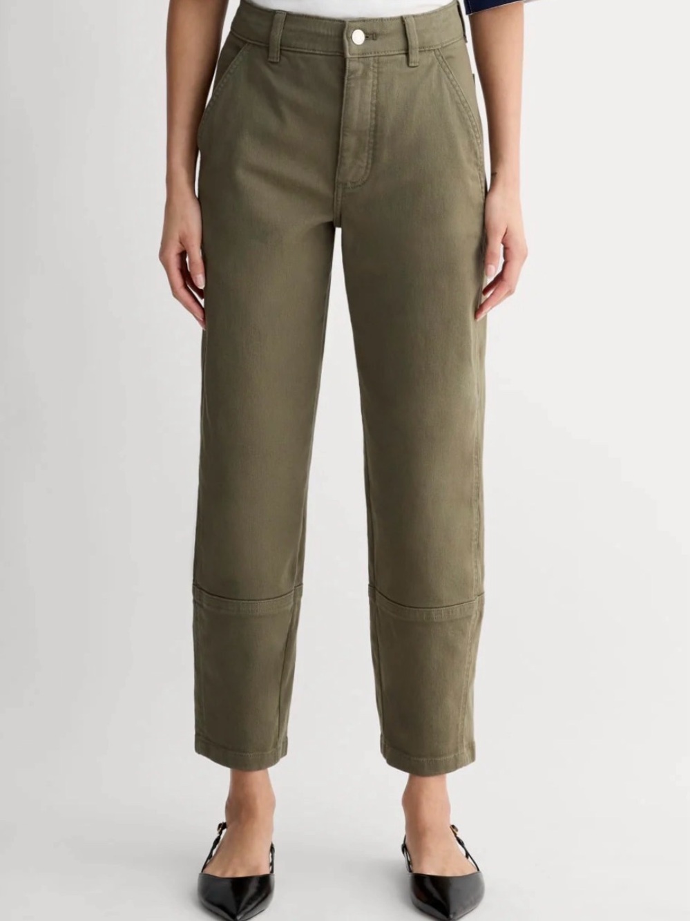 Everlane Olive Green Cropped Straight-Leg Pants